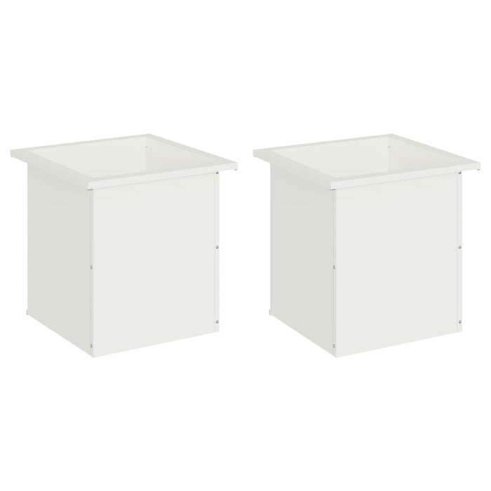 Jardinieră de grădină cu LED 2 buc. Alb 40 x 40 x 40 cm Oțel WALTI