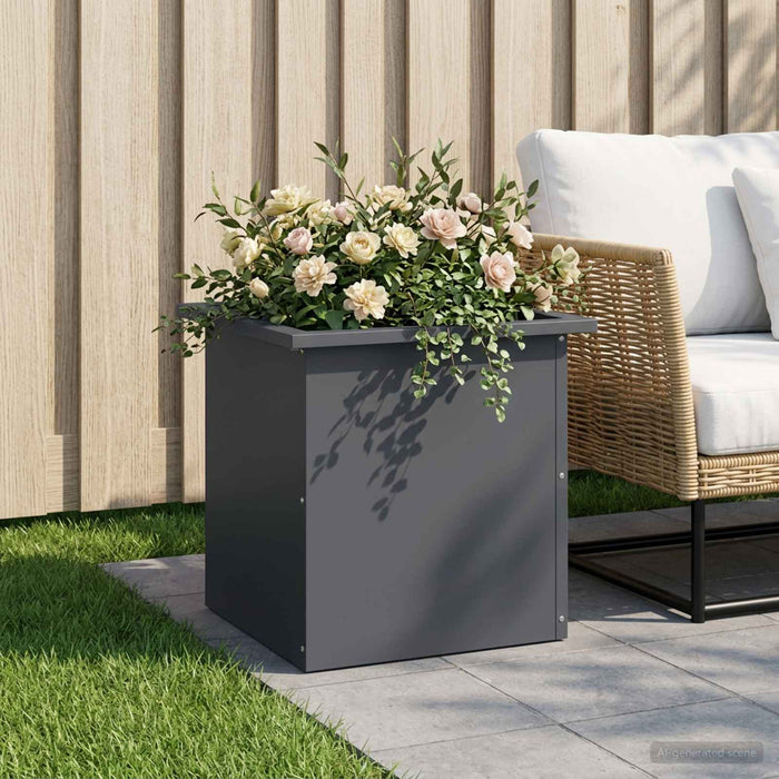 Jardinieră de grădină cu LED Antracit 40 x 40 x 40 cm Oțel WALTI
