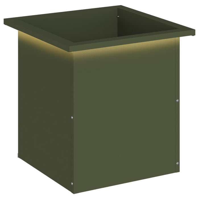 Jardinieră de grădină cu LED Verde măsliniu 40 x 40 x 40 cm WALTI