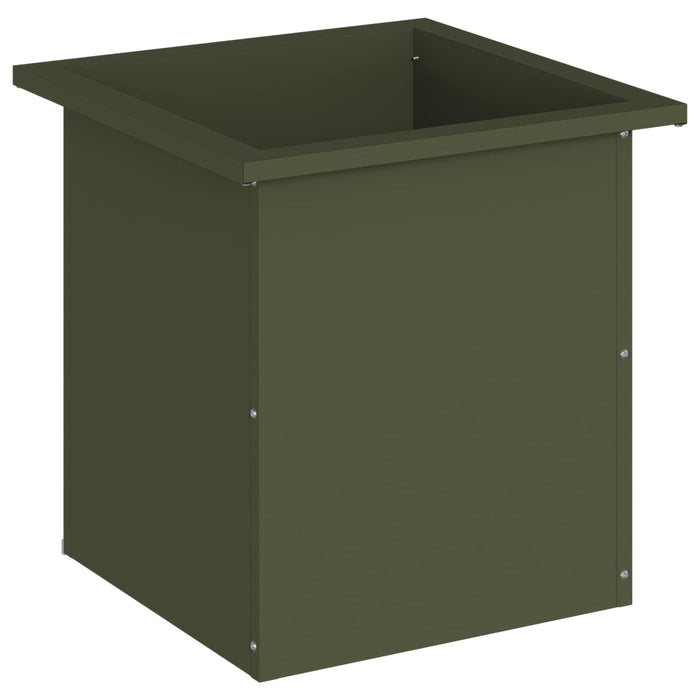 Jardinieră de grădină cu LED Verde măsliniu 40 x 40 x 40 cm WALTI
