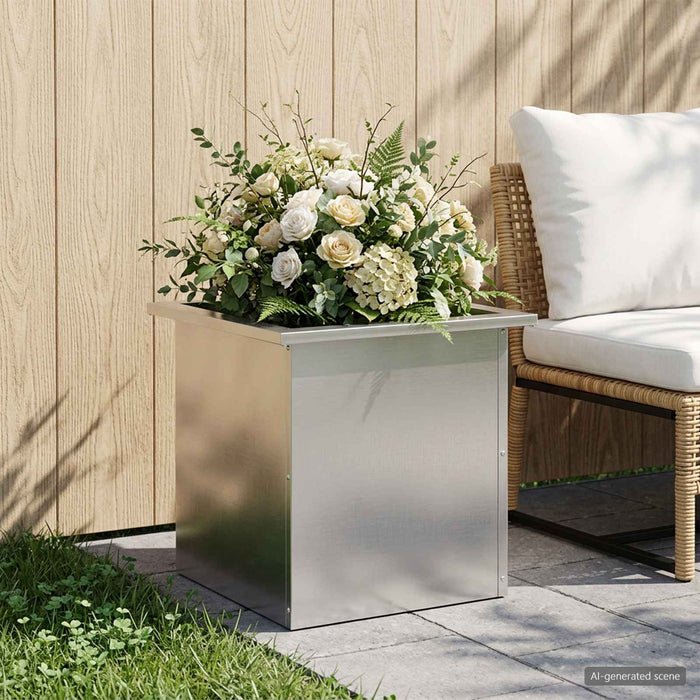 Jardinieră de grădină cu LED Argintiu 40 x 40 x 40 cm WALTI
