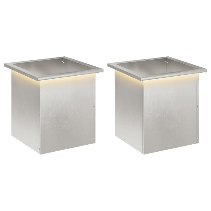 Jardinieră de grădină cu LED 2 buc. Argintiu 40 x 40 x 40 cm - WALTI WALTI