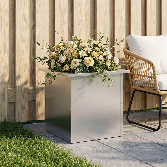 Jardinieră de grădină cu LED Argintiu 40 x 40 x 40 cm WALTI