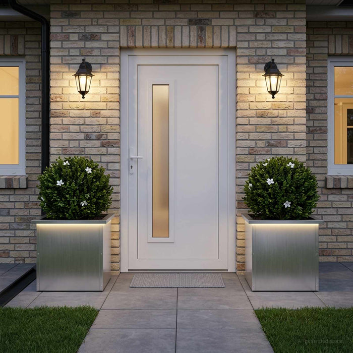 Jardinieră de grădină cu LED 2 buc. Argintiu 40 x 40 x 40 cm WALTI