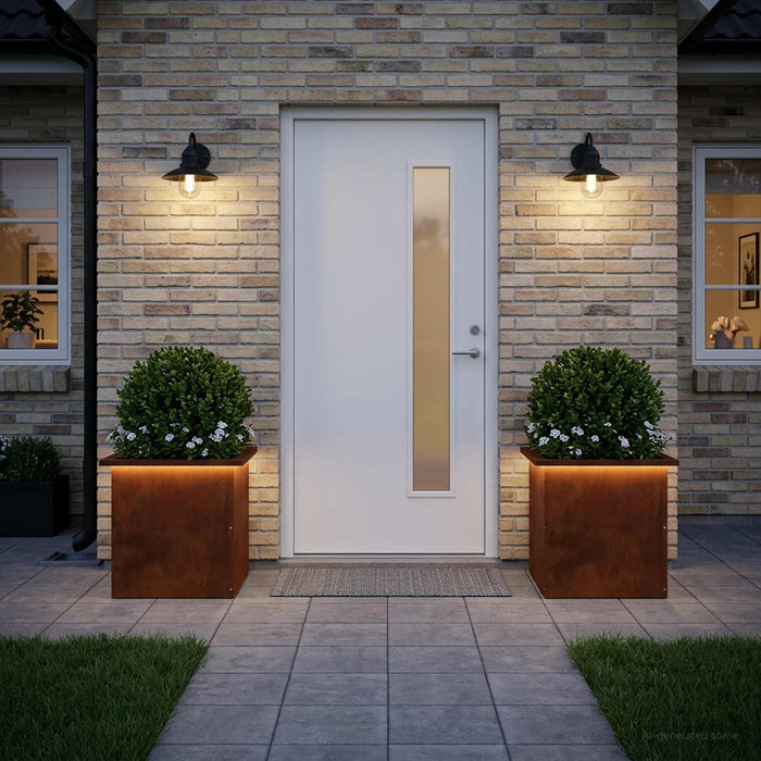 Jardinieră de grădină cu LED 2 buc. Ruginit 40 x 40 x 40 cm WALTI