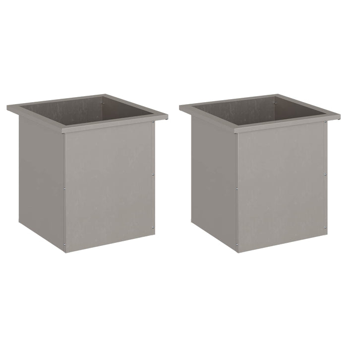 Jardinieră de grădină cu LED 2 buc. Ruginit 40 x 40 x 40 cm WALTI