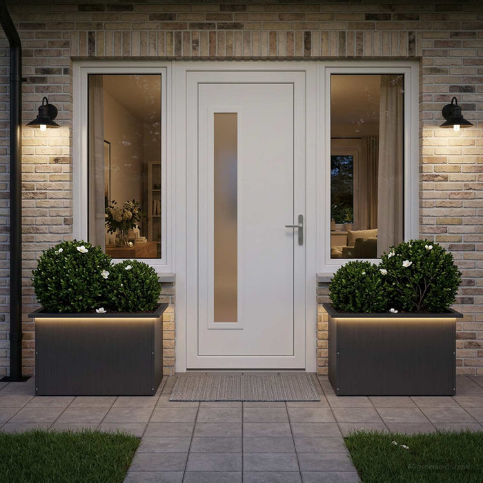 Jardinieră de grădină cu LED 2 buc. Negru 40 x 60 x 40 cm Oțel WALTI