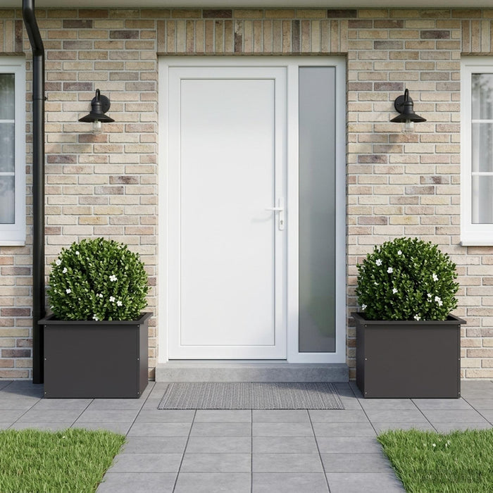Jardinieră de grădină cu LED 2 buc. Negru 40 x 60 x 40 cm Oțel WALTI