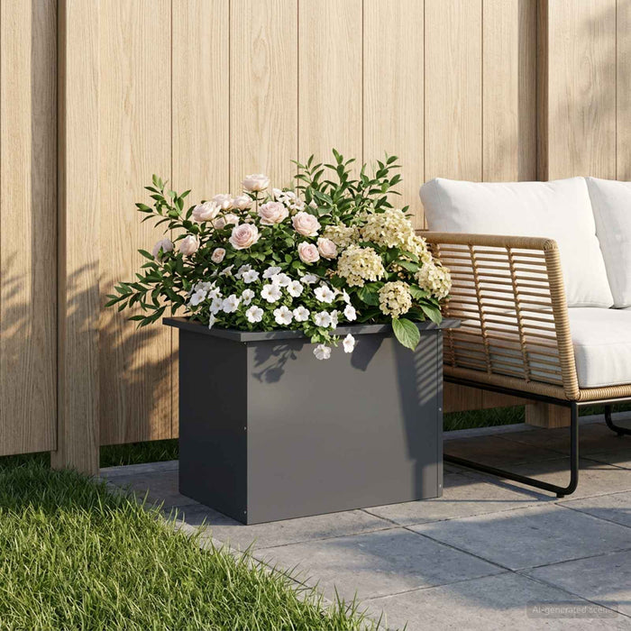 Jardinieră de grădină cu LED Antracit 40 x 60 x 40 cm Oțel WALTI