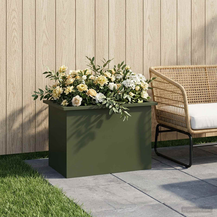 Jardinieră de grădină cu LED Verde măsliniu 40 x 60 x 40 cm WALTI