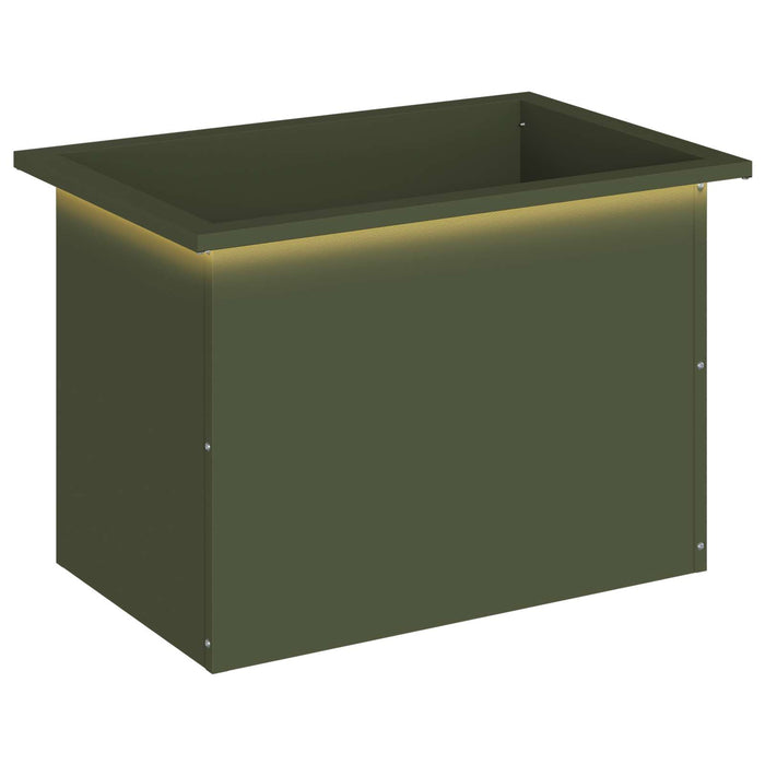 Jardinieră de grădină cu LED Verde măsliniu 40 x 60 x 40 cm WALTI