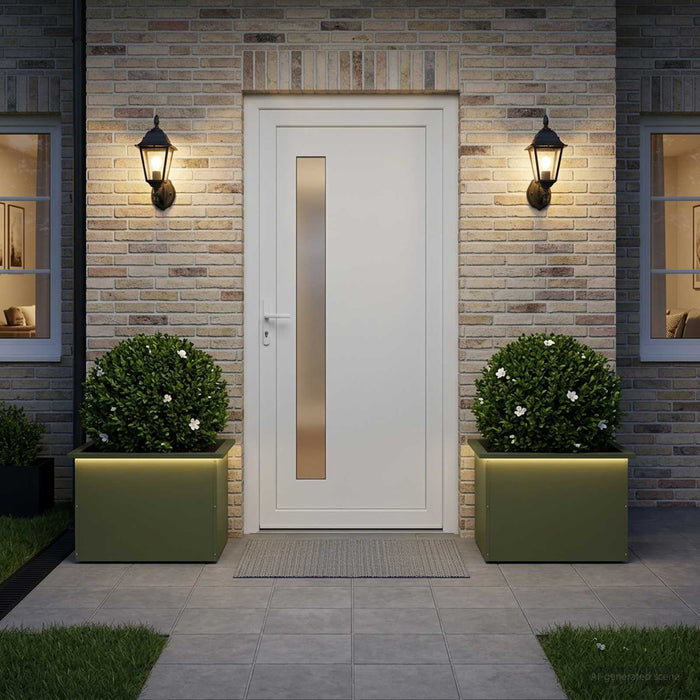 Jardinieră de grădină cu LED 2 buc. Verde măsliniu - WALTI WALTI