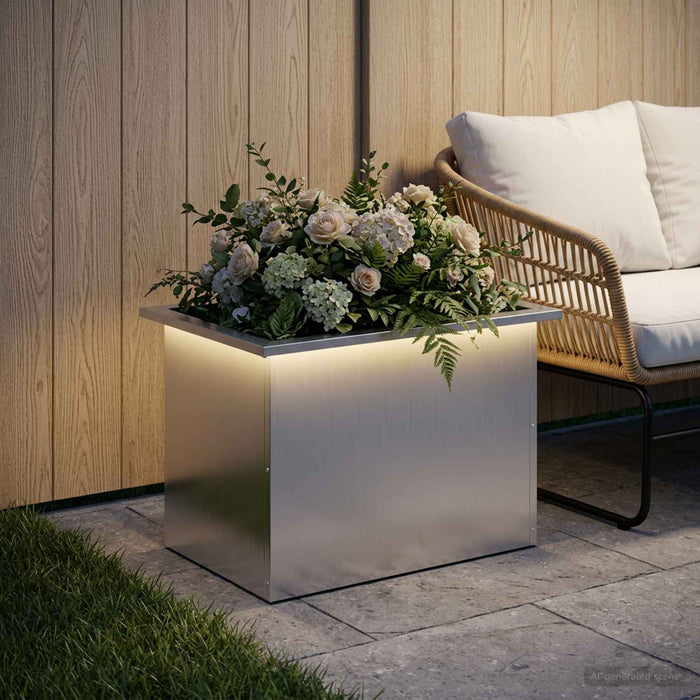 Jardinieră de grădină cu LED Argintiu 40 x 60 x 40 cm WALTI