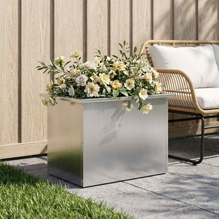 Jardinieră de grădină cu LED Argintiu 40 x 60 x 40 cm WALTI