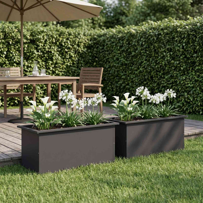 Jardinieră de grădină cu LED 2 buc. Negru 40 x 80 x 40 cm Oțel - WALTI WALTI