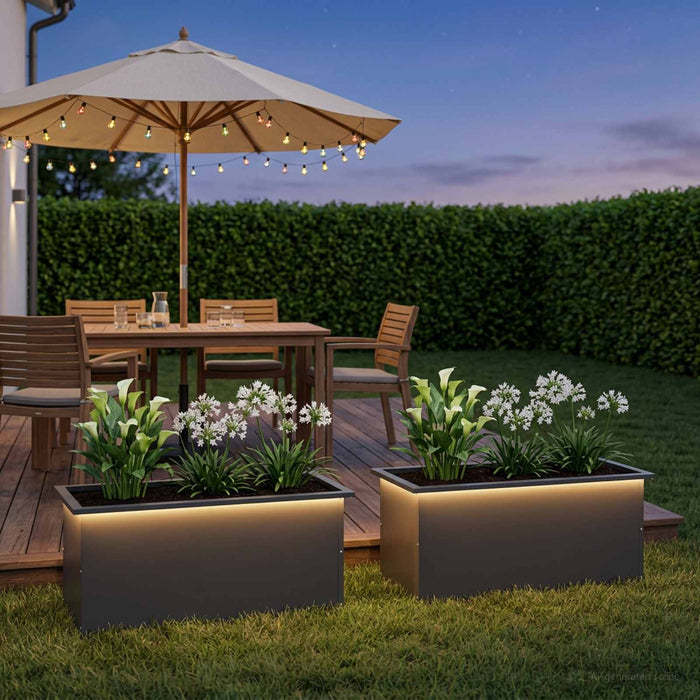 Jardinieră de grădină cu LED 2 buc. Negru 40 x 80 x 40 cm Oțel - WALTI WALTI