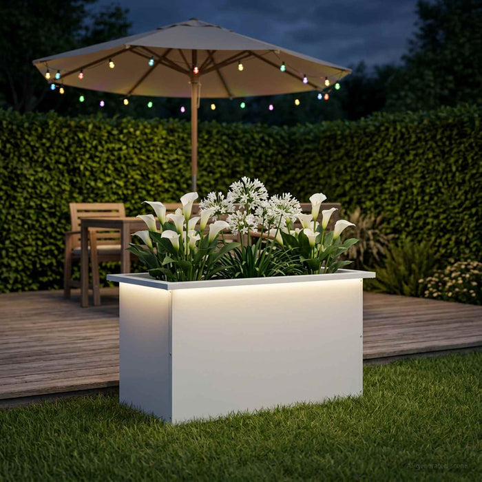 Jardinieră de grădină cu LED Alb 40 x 80 x 40 cm Oțel WALTI