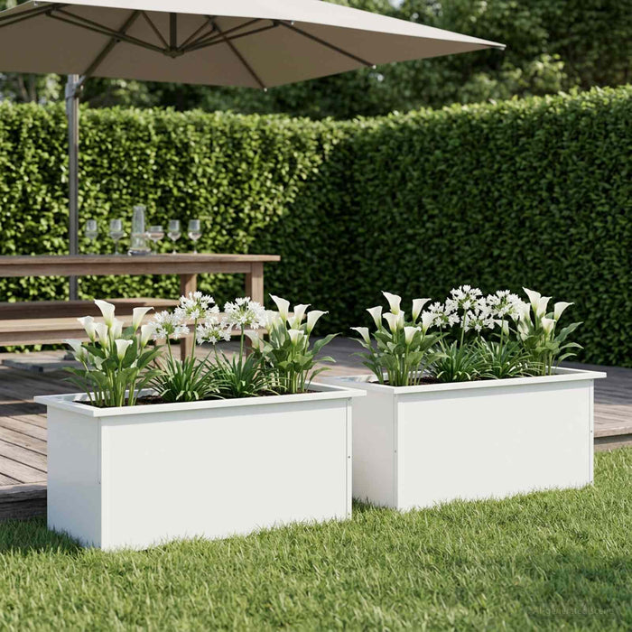 Jardinieră de grădină cu LED 2 buc. Alb 40 x 80 x 40 cm Oțel - WALTI WALTI