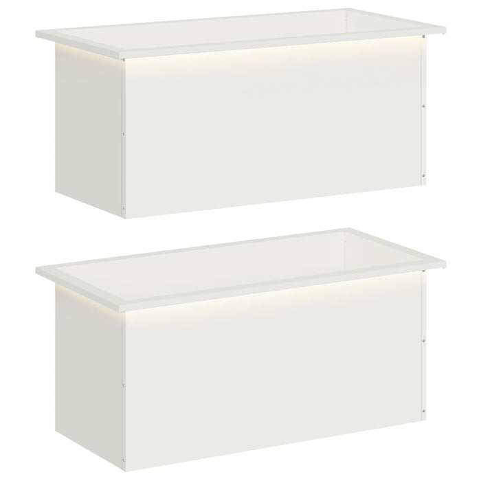 Jardinieră de grădină cu LED 2 buc. Alb 40 x 80 x 40 cm Oțel WALTI