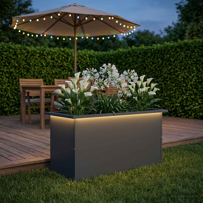Jardinieră de grădină cu LED Antracit 40 x 80 x 40 cm Oțel WALTI