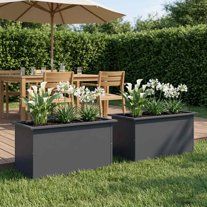 Jardinieră de grădină cu LED 2 buc. Antracit 40 x 80 x 40 cm WALTI