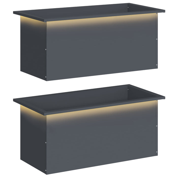 Jardinieră de grădină cu LED 2 buc. Antracit 40 x 80 x 40 cm WALTI