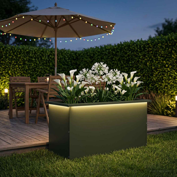 Jardinieră de grădină cu LED Verde măsliniu 40 x 80 x 40 cm WALTI