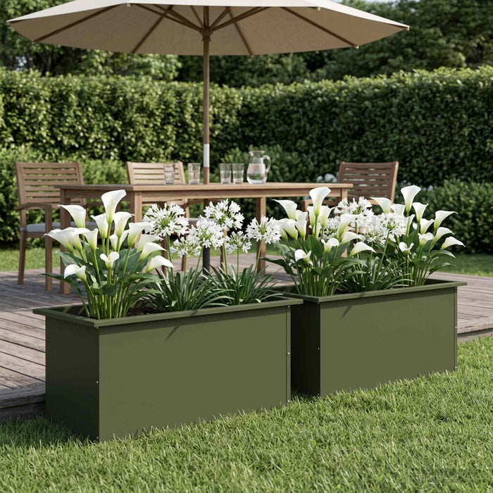 Jardinieră de grădină cu LED 2 buc. Verde măsliniu - WALTI WALTI