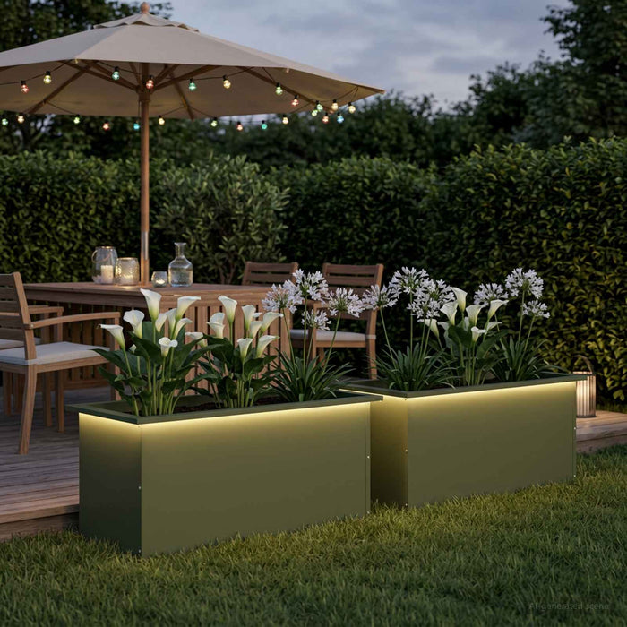 Jardinieră de grădină cu LED 2 buc. Verde măsliniu - WALTI WALTI