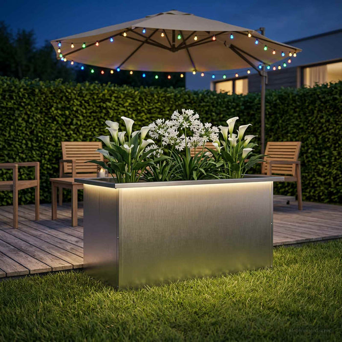 Jardinieră de grădină cu LED Argintiu 40 x 80 x 40 cm WALTI