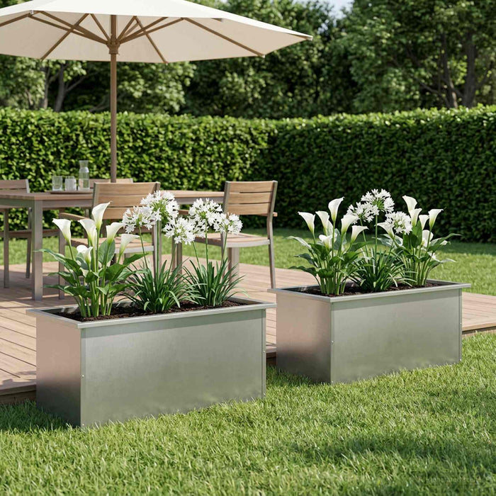 Jardinieră de grădină cu LED 2 buc. Argintiu 40 x 80 x 40 cm WALTI
