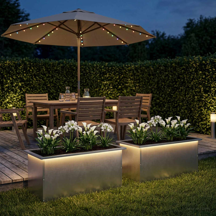 Jardinieră de grădină cu LED 2 buc. Argintiu 40 x 80 x 40 cm WALTI