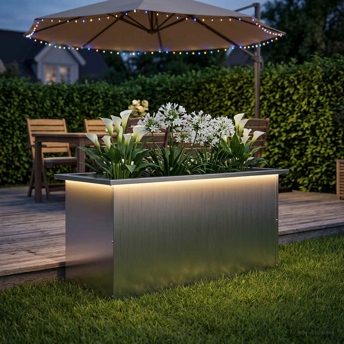 Jardinieră de grădină cu LED Argintiu 40 x 80 x 40 cm WALTI