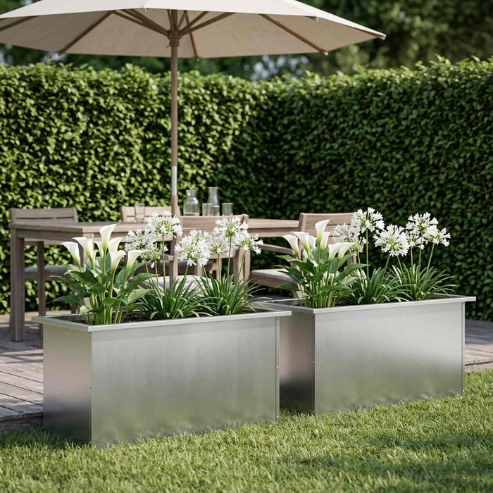 Jardinieră de grădină cu LED 2 buc. Argintiu 40 x 80 x 40 cm WALTI