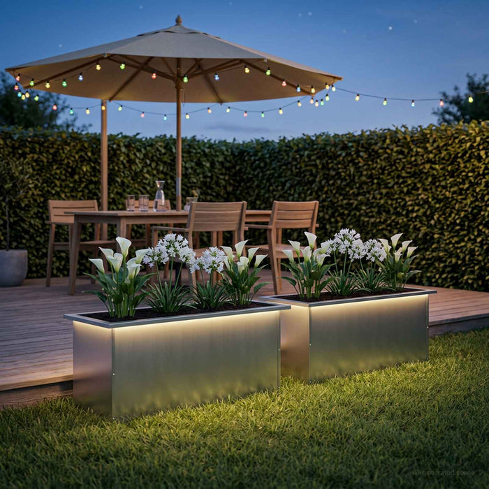 Jardinieră de grădină cu LED 2 buc. Argintiu 40 x 80 x 40 cm WALTI