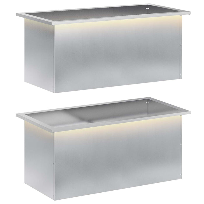 Jardinieră de grădină cu LED 2 buc. Argintiu 40 x 80 x 40 cm WALTI