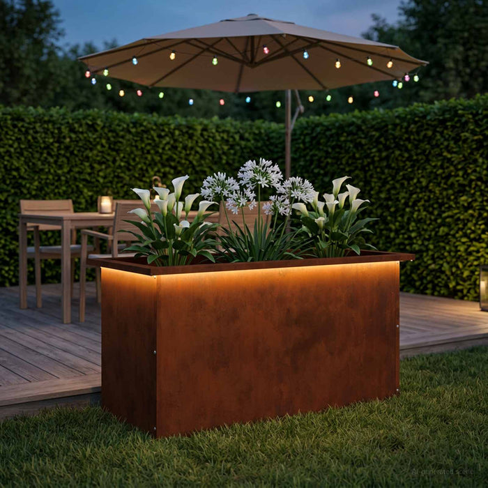 Jardinieră de grădină cu LED Ruginit 40 x 80 x 40 cm WALTI
