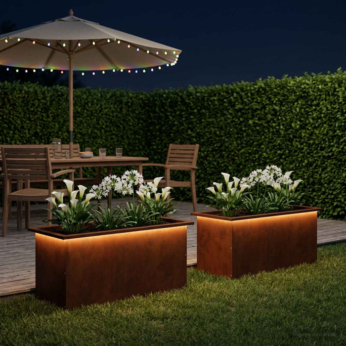 Jardinieră de grădină cu LED 2 buc. Ruginit 40 x 80 x 40 cm WALTI