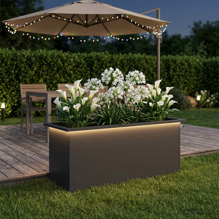 Jardinieră de grădină cu LED Negru 40 x 100 x 40 cm Oțel - WALTI WALTI