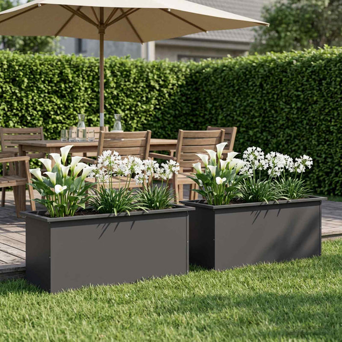 Jardinieră de grădină cu LED 2 buc. Negru 40 x 100 x 40 cm Oțel - WALTI WALTI
