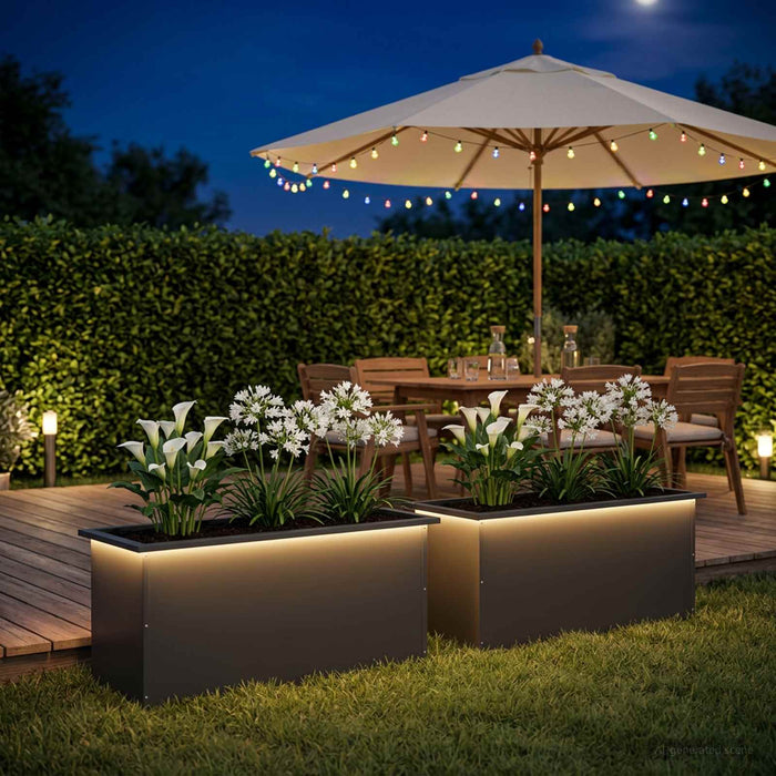 Jardinieră de grădină cu LED 2 buc. Negru 40 x 100 x 40 cm Oțel - WALTI WALTI