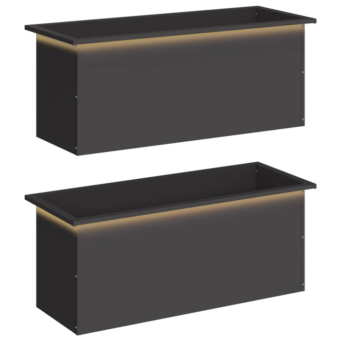Jardinieră de grădină cu LED 2 buc. Negru 40 x 100 x 40 cm Oțel - WALTI WALTI
