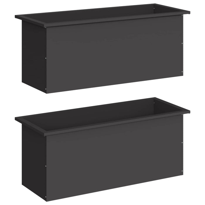 Jardinieră de grădină cu LED 2 buc. Negru 40 x 100 x 40 cm Oțel - WALTI WALTI