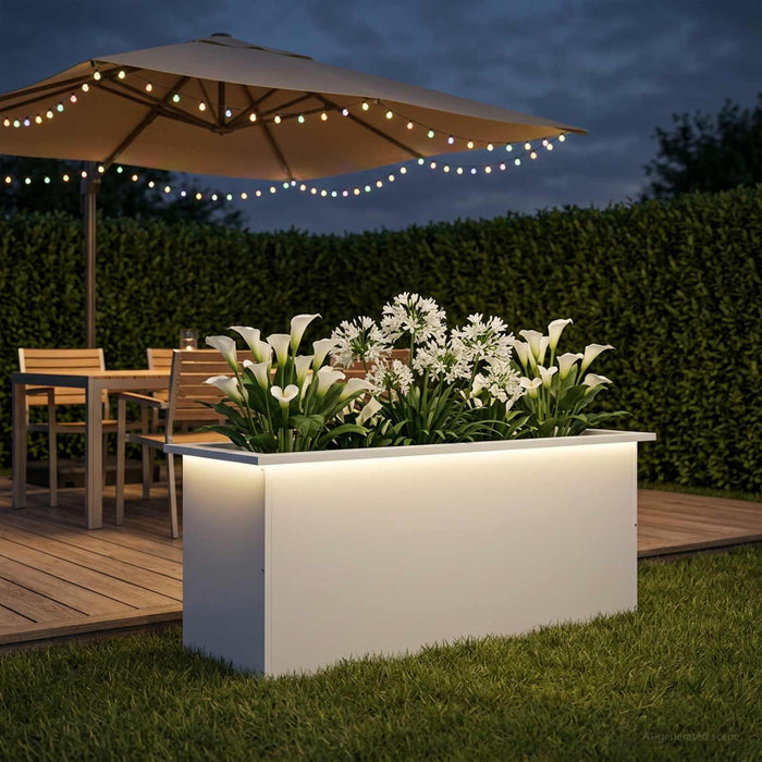 Jardinieră de grădină cu LED Alb 40 x 100 x 40 cm Oțel - WALTI WALTI