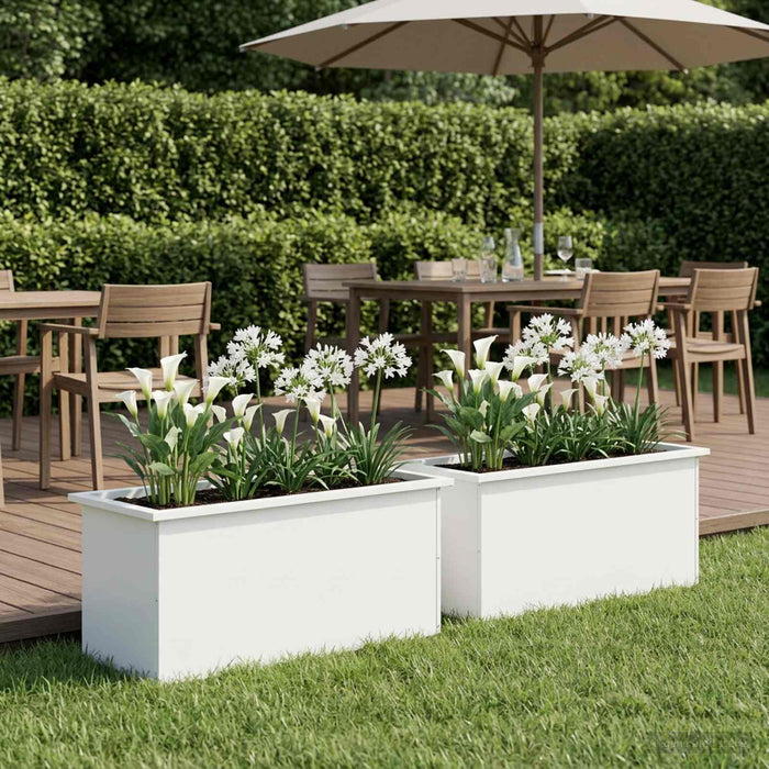 Jardinieră de grădină cu LED 2 buc. Alb 40 x 100 x 40 cm Oțel - WALTI WALTI