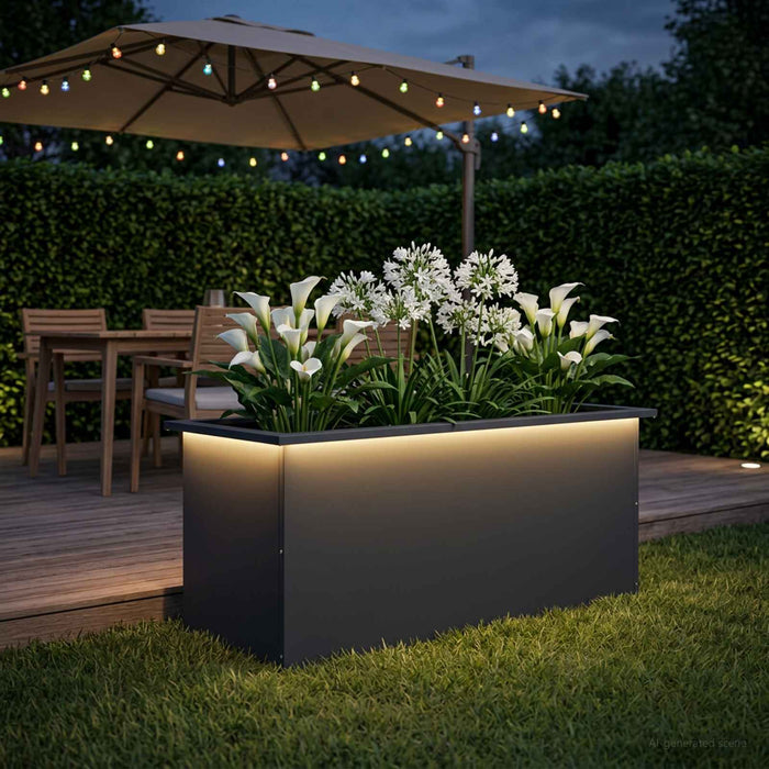 Jardinieră de grădină cu LED Antracit 40 x 100 x 40 cm Oțel WALTI