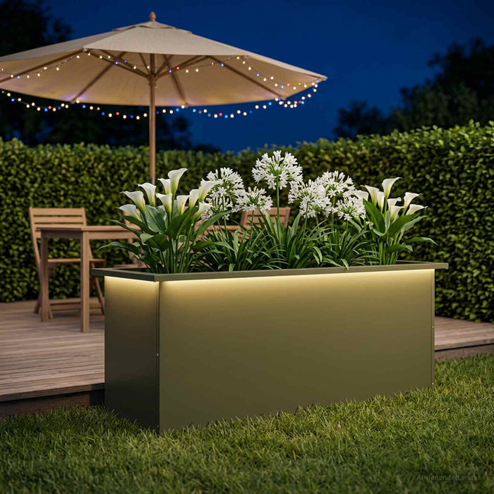 Jardinieră de grădină cu LED Verde măsliniu 40 x 100 x 40 cm - WALTI WALTI