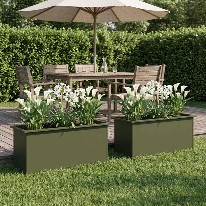 Jardinieră de grădină cu LED 2 buc. Verde măsliniu - WALTI WALTI