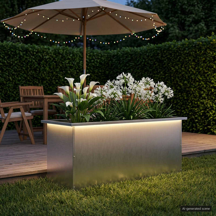 Jardinieră de grădină cu LED Argintiu 40 x 100 x 40 cm - WALTI WALTI