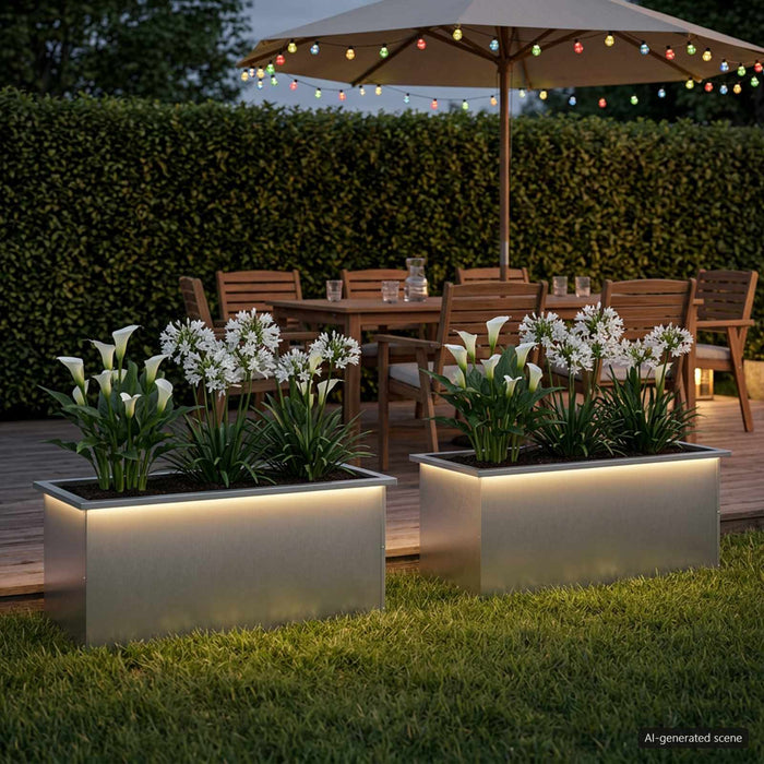 Jardinieră de grădină cu LED 2 buc. Argintiu 40 x 100 x 40 cm - WALTI WALTI